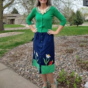 vintage APPLIQUE SNAIL SKIRT novelty 1970's 1980's M